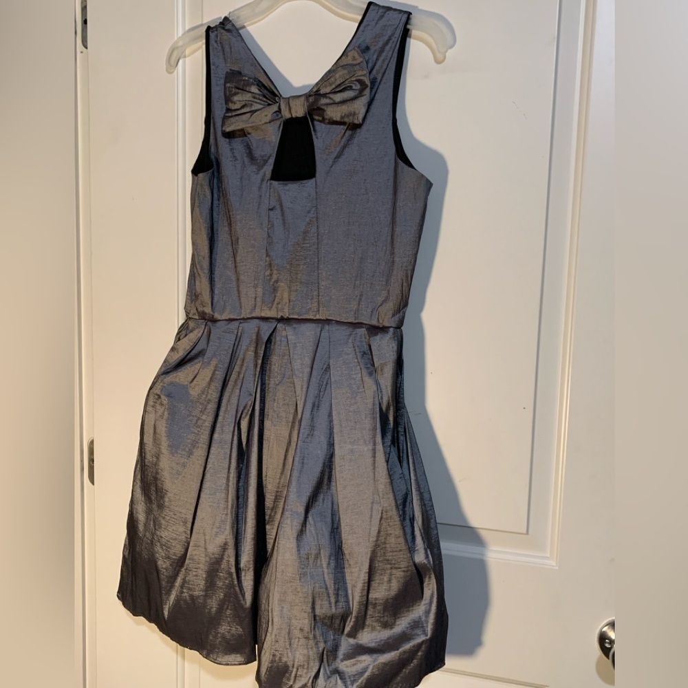 Gray Short Length Dress with tulle underneath and bow on back, XL - Picture 4 of 6